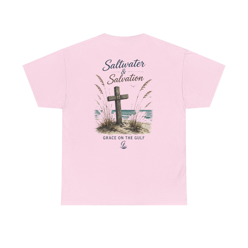 GOTG Saltwater & Salvation Tee — Grace on the Gulf Beach Christian T‑Shirt