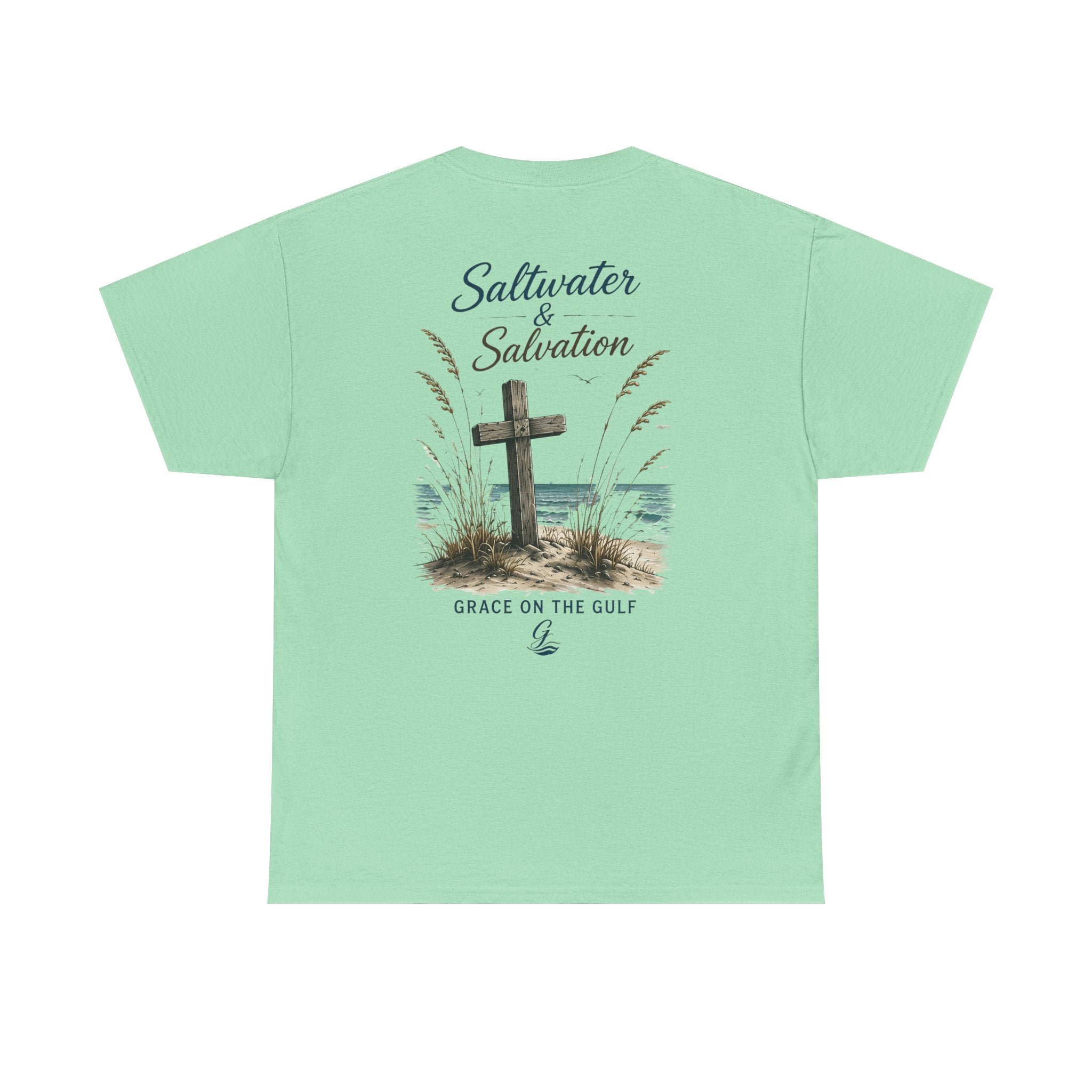 GOTG Saltwater & Salvation Tee — Grace on the Gulf Beach Christian T‑Shirt