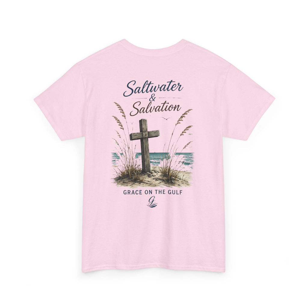 GOTG Saltwater & Salvation Tee — Grace on the Gulf Beach Christian T‑Shirt