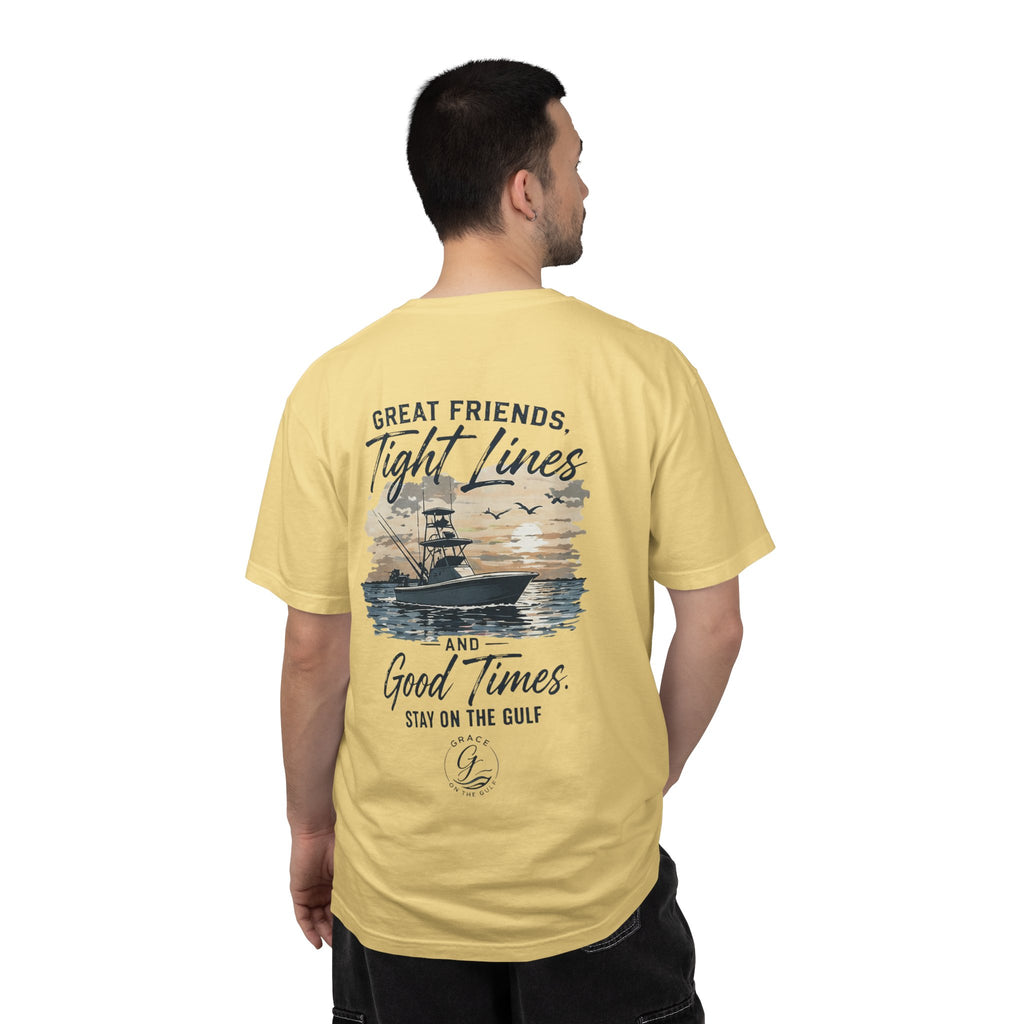 GOTG- Fishing Boat T-Shirt — "Great Friends, Tight Lines and Good Times" Coastal Shirt