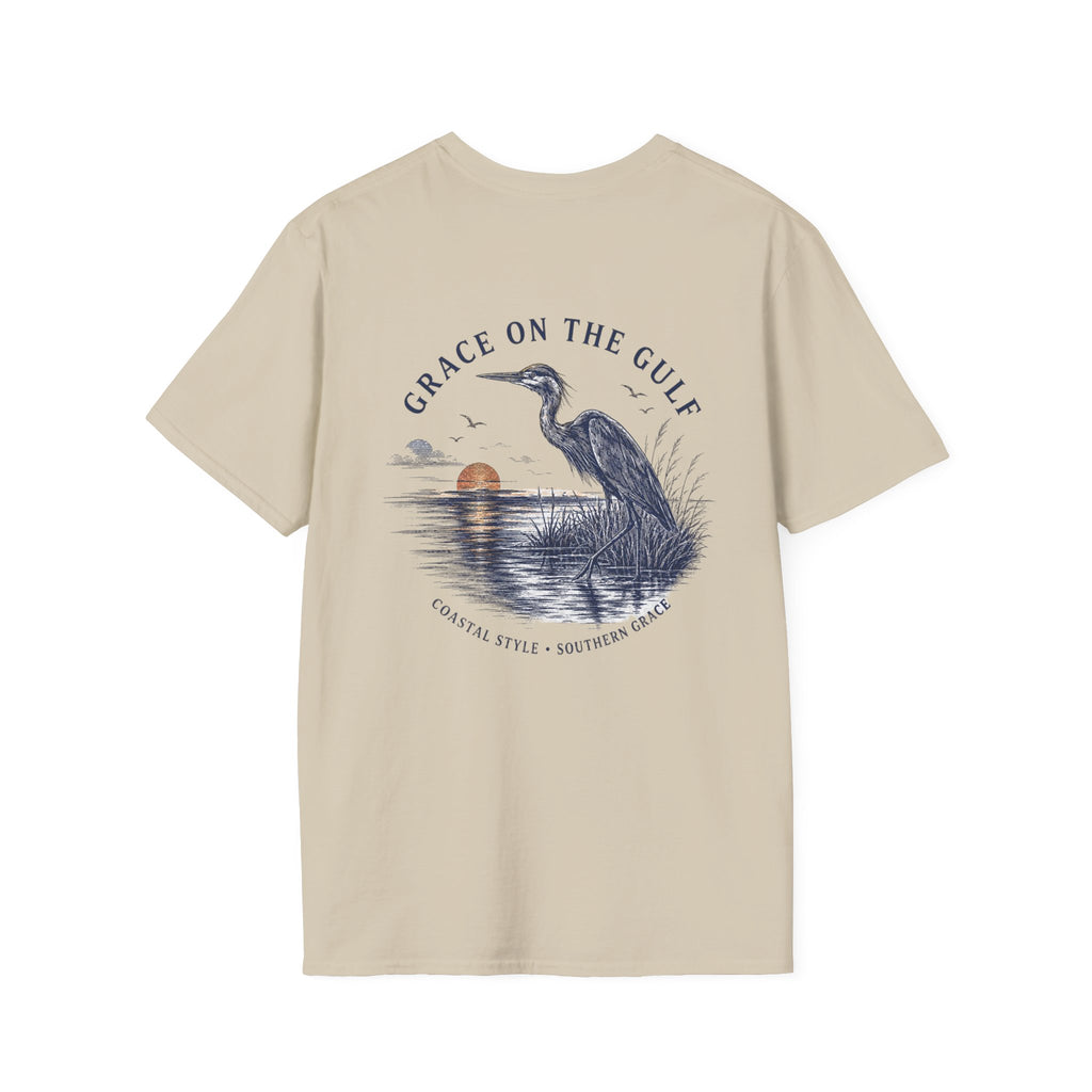 Sunset Crane Logo T‑Shirt — Casual Chest Print Graphic Tee
