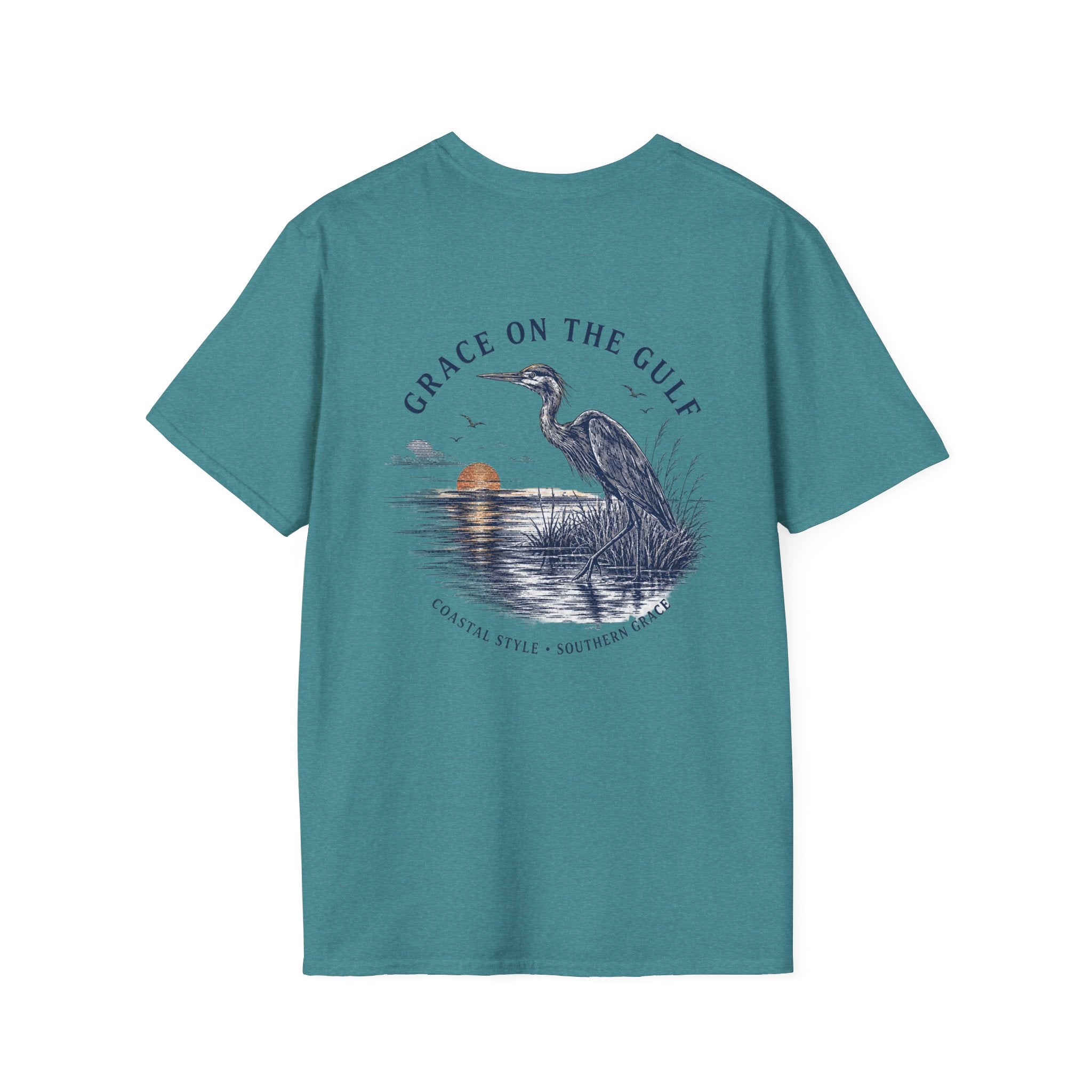 Sunset Crane Logo T‑Shirt — Casual Chest Print Graphic Tee