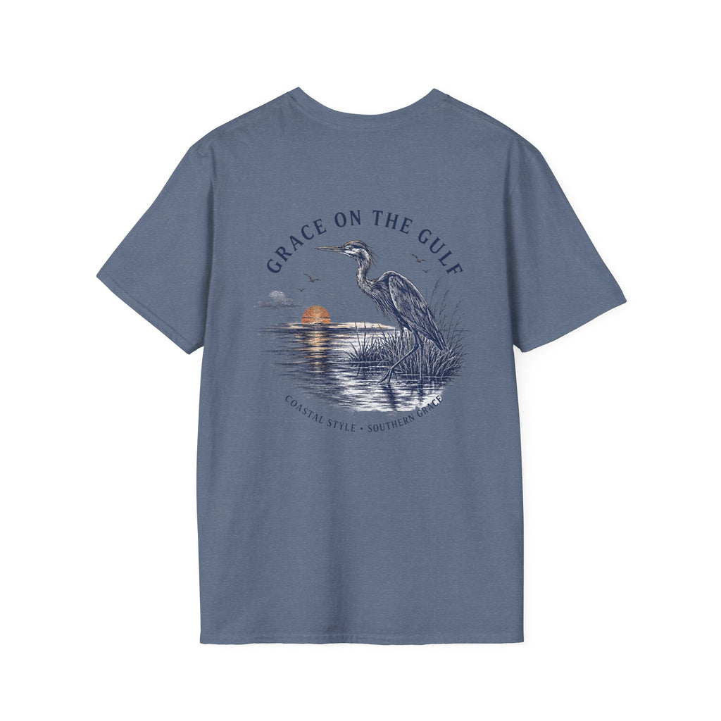 Sunset Crane Logo T‑Shirt — Casual Chest Print Graphic Tee