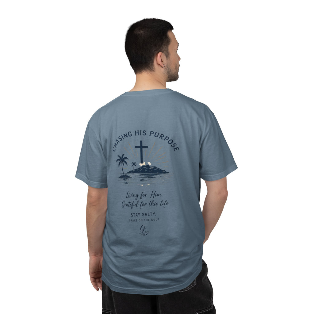 Chasing His Purpose- Grace on the Gulf-Classic White Garment-Dyed T-Shirt