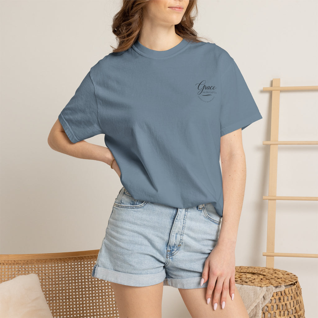 Chasing His Purpose- Grace on the Gulf-Classic White Garment-Dyed T-Shirt