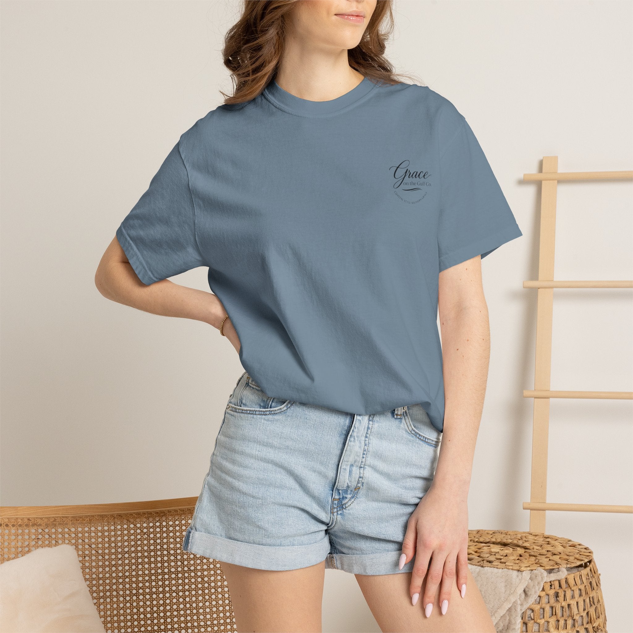 Chasing His Purpose- Grace on the Gulf-Classic White Garment-Dyed T-Shirt