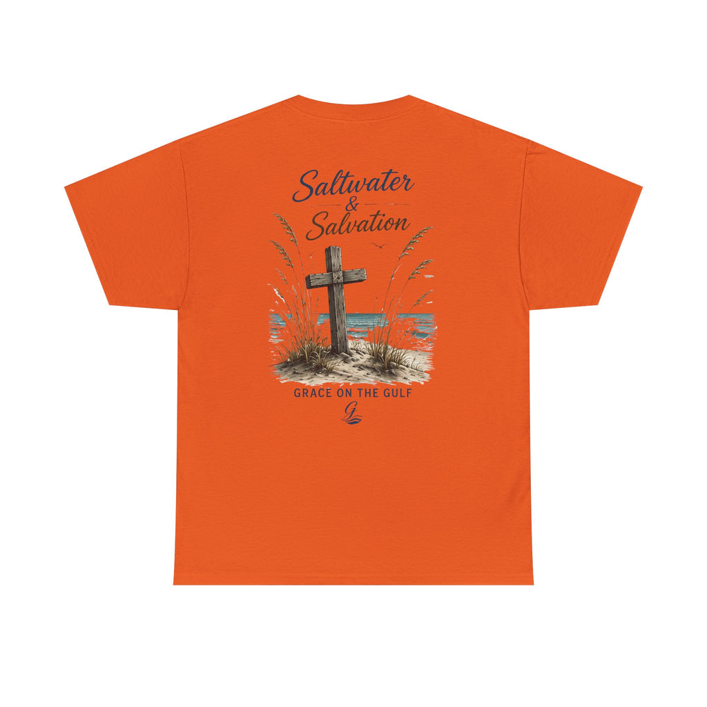 GOTG Saltwater & Salvation Tee — Grace on the Gulf Beach Christian T‑Shirt