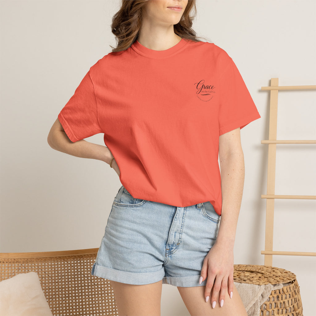 Chasing His Purpose- Grace on the Gulf-Classic White Garment-Dyed T-Shirt