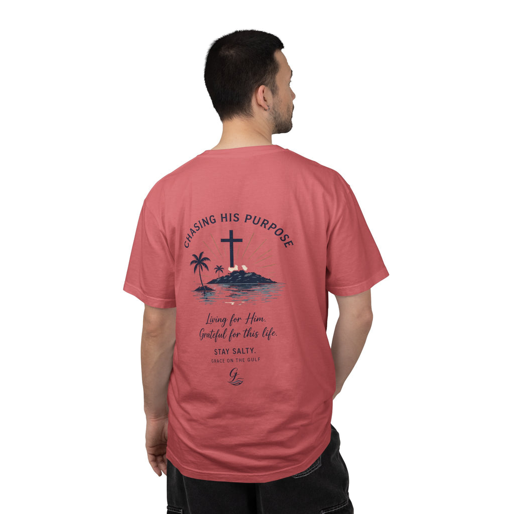Chasing His Purpose- Grace on the Gulf-Classic White Garment-Dyed T-Shirt