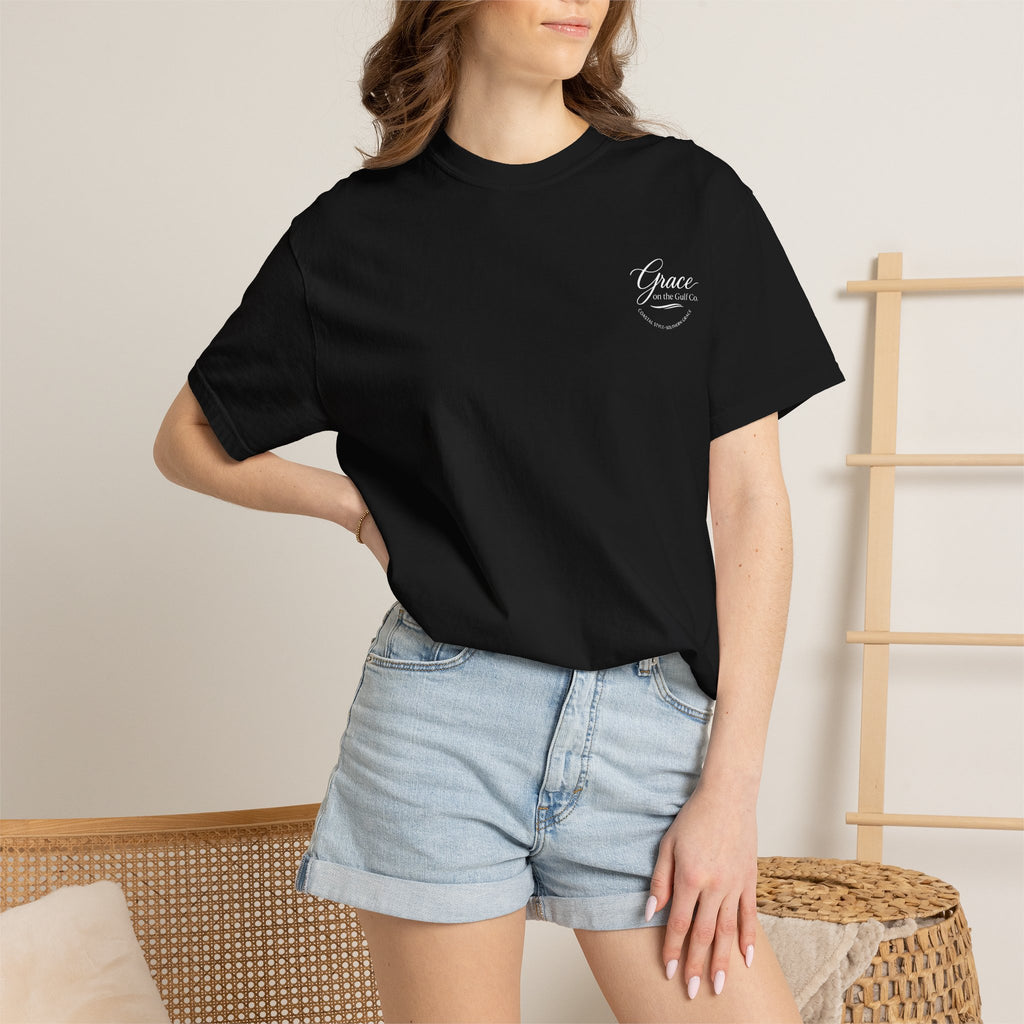 Chasing His Purpose- Grace on the Gulf-Classic White Garment-Dyed T-Shirt