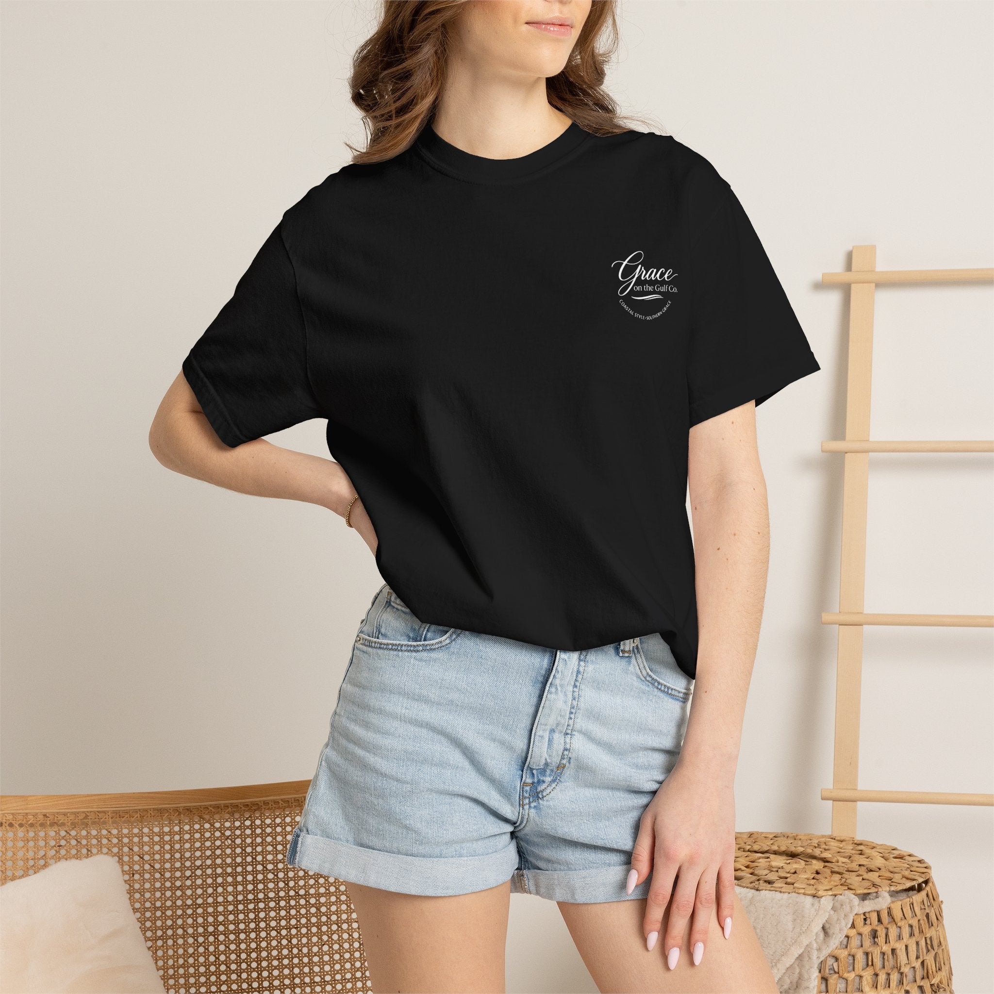 Chasing His Purpose- Grace on the Gulf-Classic White Garment-Dyed T-Shirt
