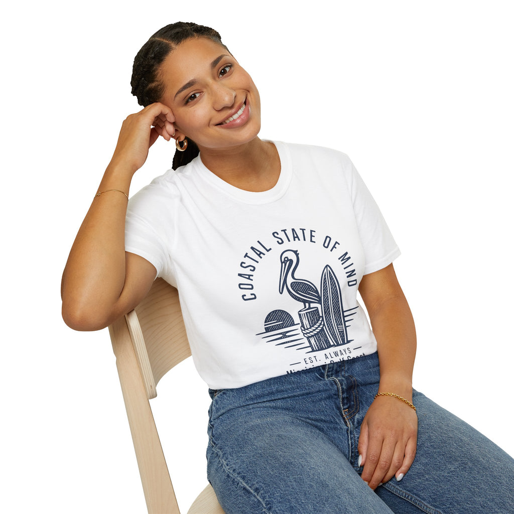 Coastal State of Mind T-Shirt — Pelican & Surfboard Beach Tee