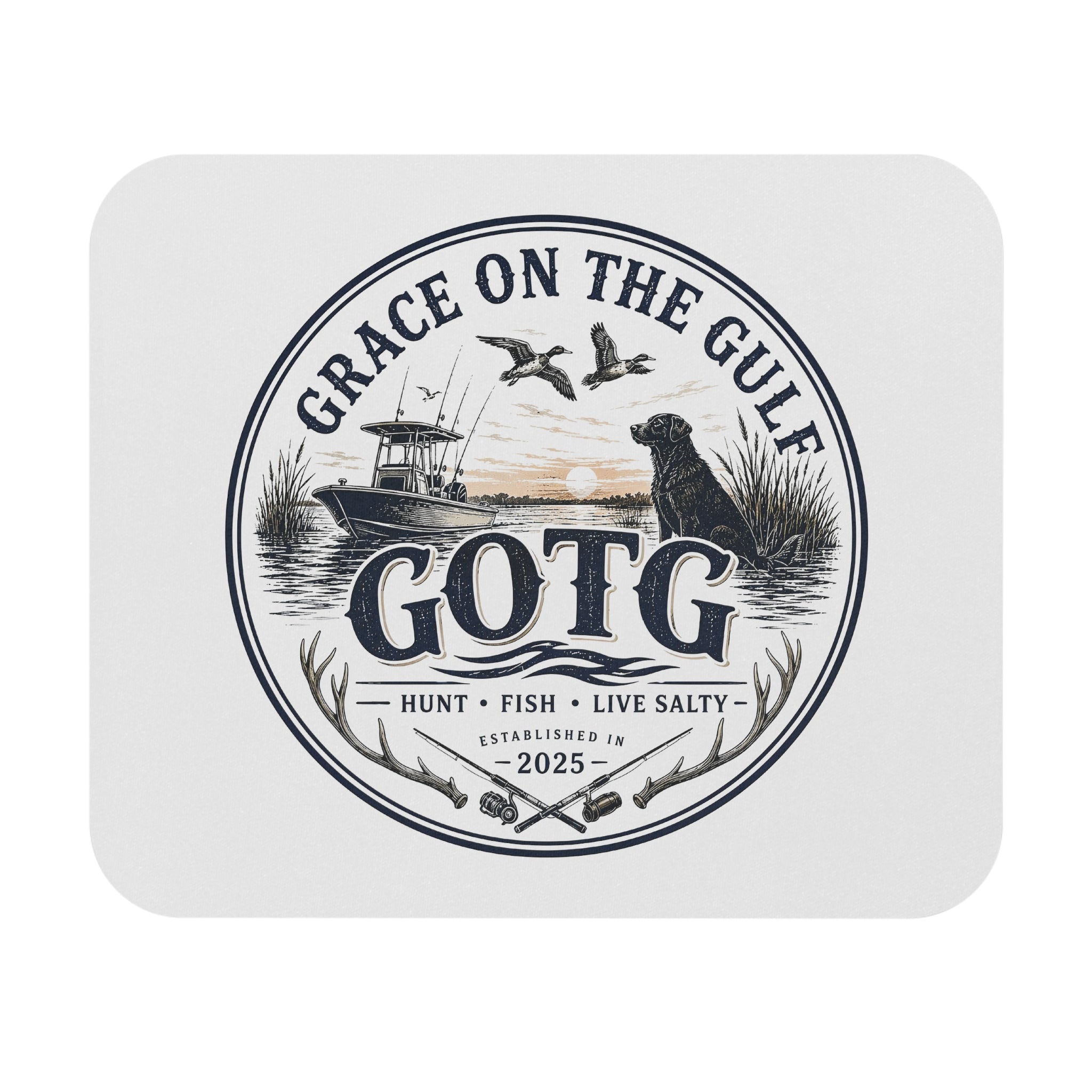 Mouse Pad — "Grace on the Gulf" Fishing & Hunting Coastal Desk Mat