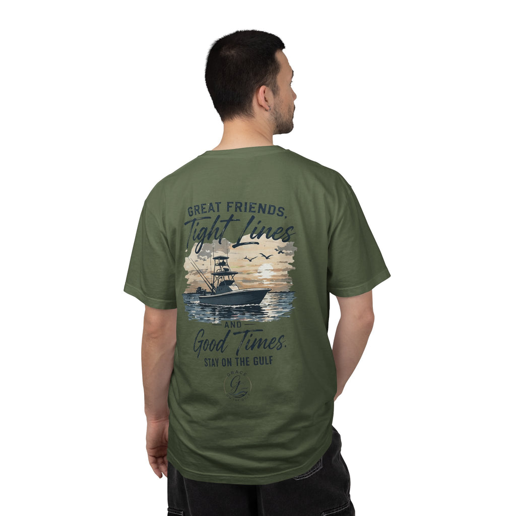 GOTG- Fishing Boat T-Shirt — "Great Friends, Tight Lines and Good Times" Coastal Shirt