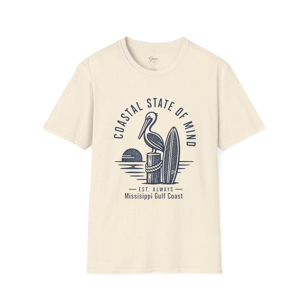 Coastal State of Mind T-Shirt — Pelican & Surfboard Beach Tee