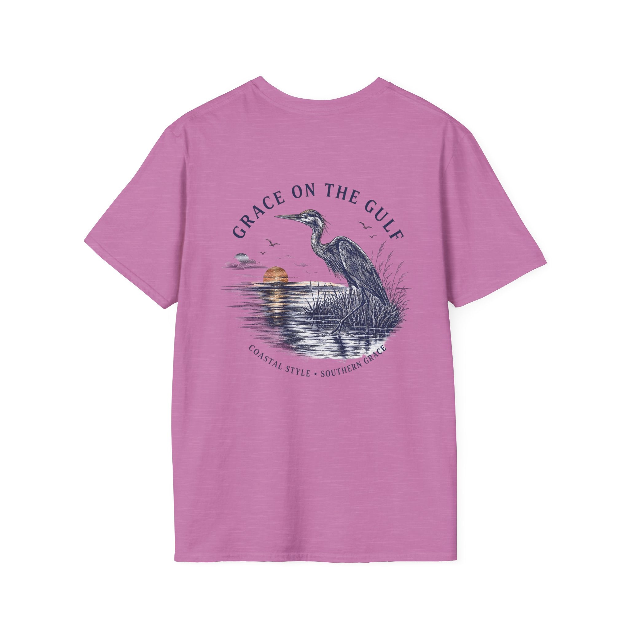 Sunset Crane Logo T‑Shirt — Casual Chest Print Graphic Tee