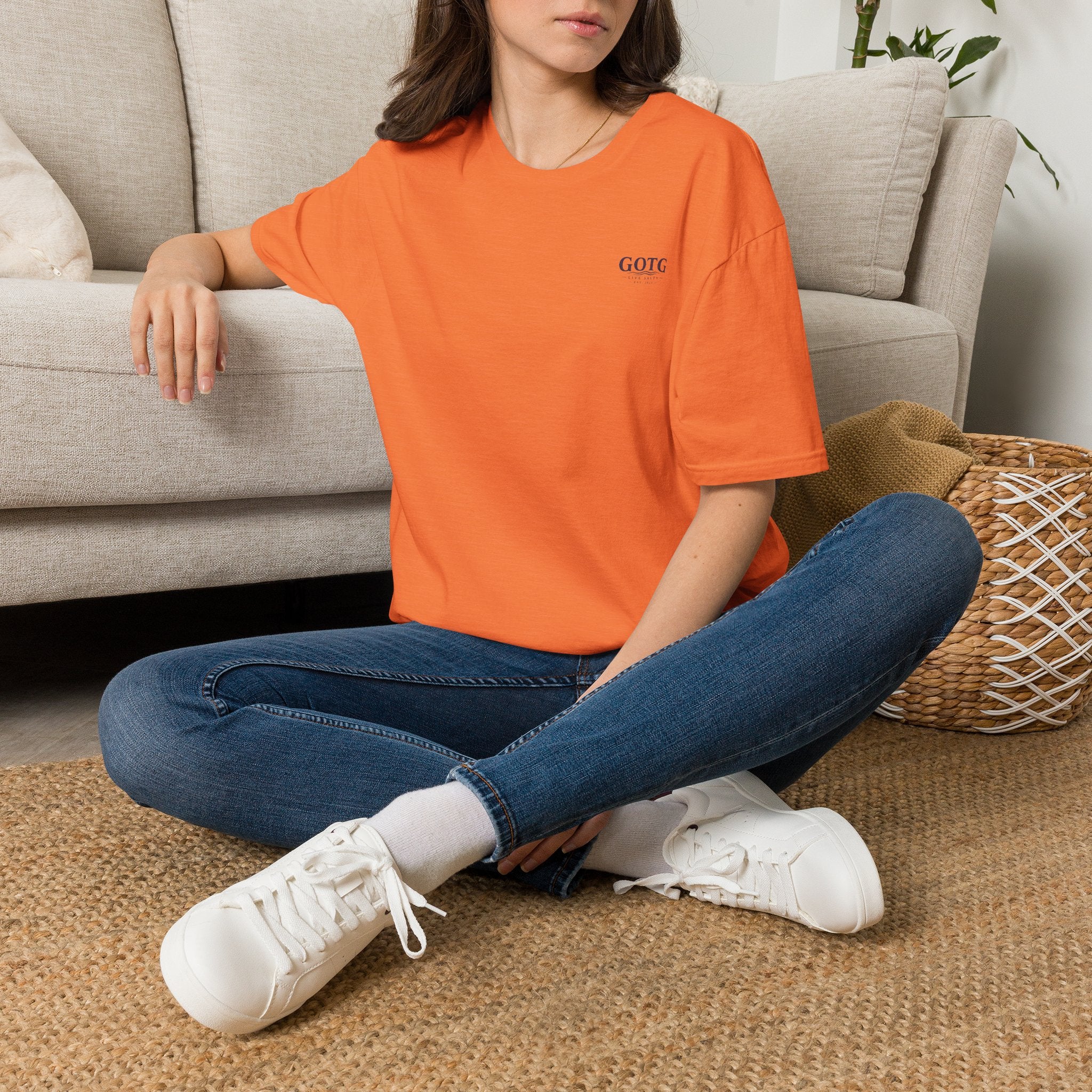 Sunset Crane Logo T‑Shirt — Casual Chest Print Graphic Tee