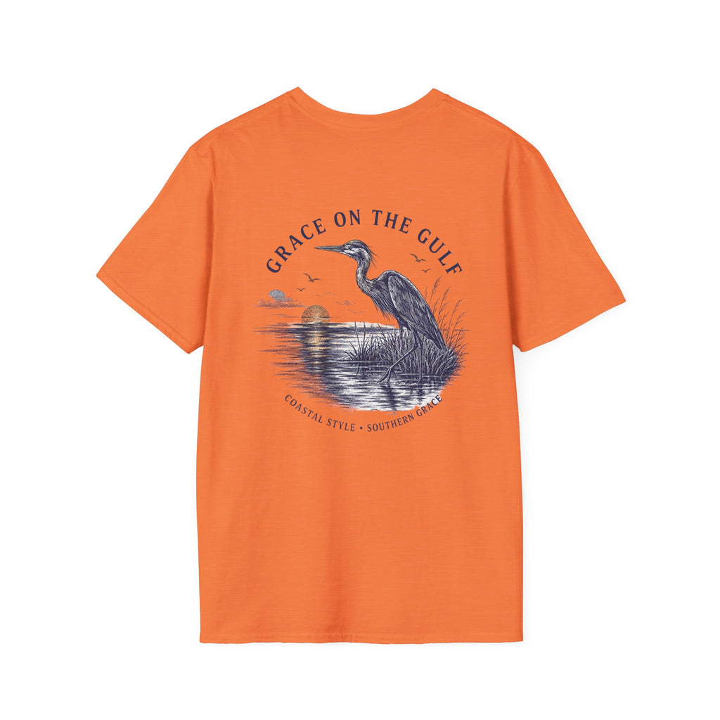 Sunset Crane Logo T‑Shirt — Casual Chest Print Graphic Tee