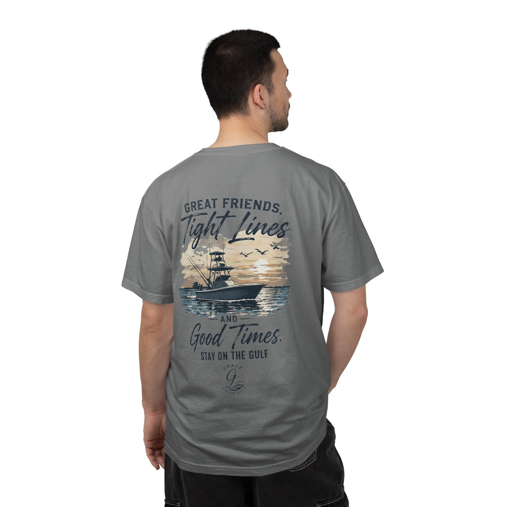 GOTG- Fishing Boat T-Shirt — "Great Friends, Tight Lines and Good Times" Coastal Shirt