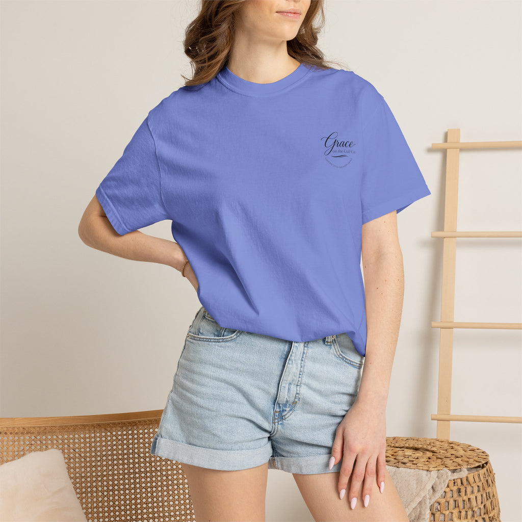 Chasing His Purpose- Grace on the Gulf-Classic White Garment-Dyed T-Shirt