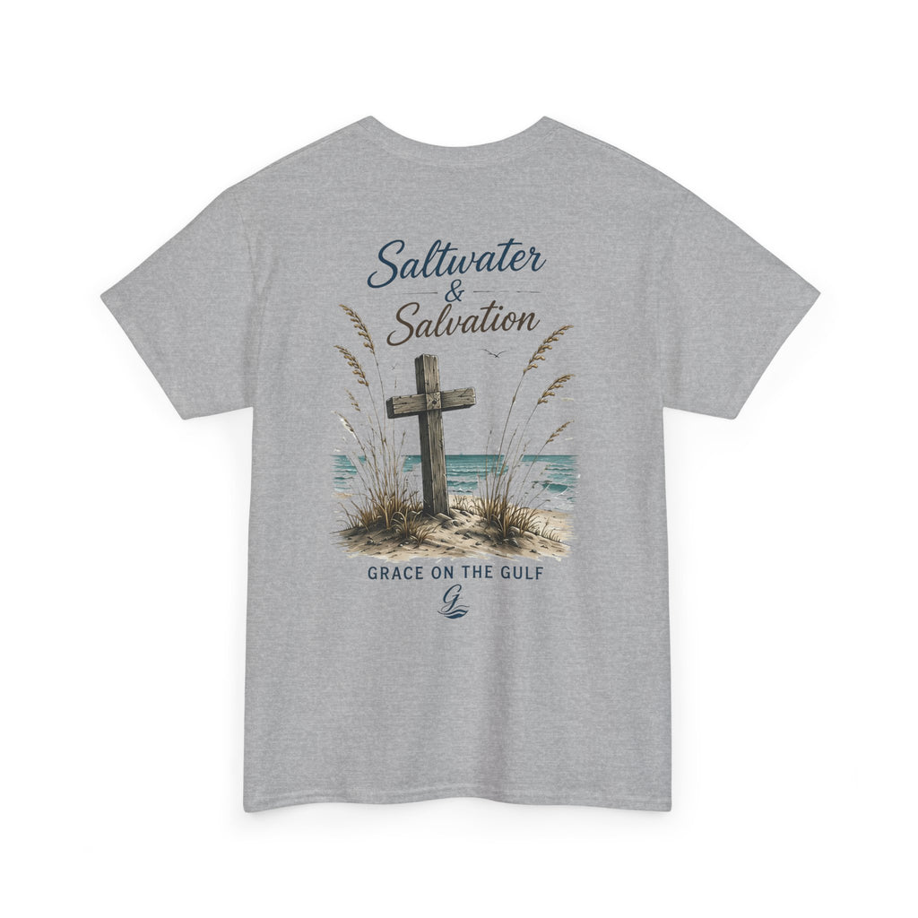 GOTG Saltwater & Salvation Tee — Grace on the Gulf Beach Christian T‑Shirt