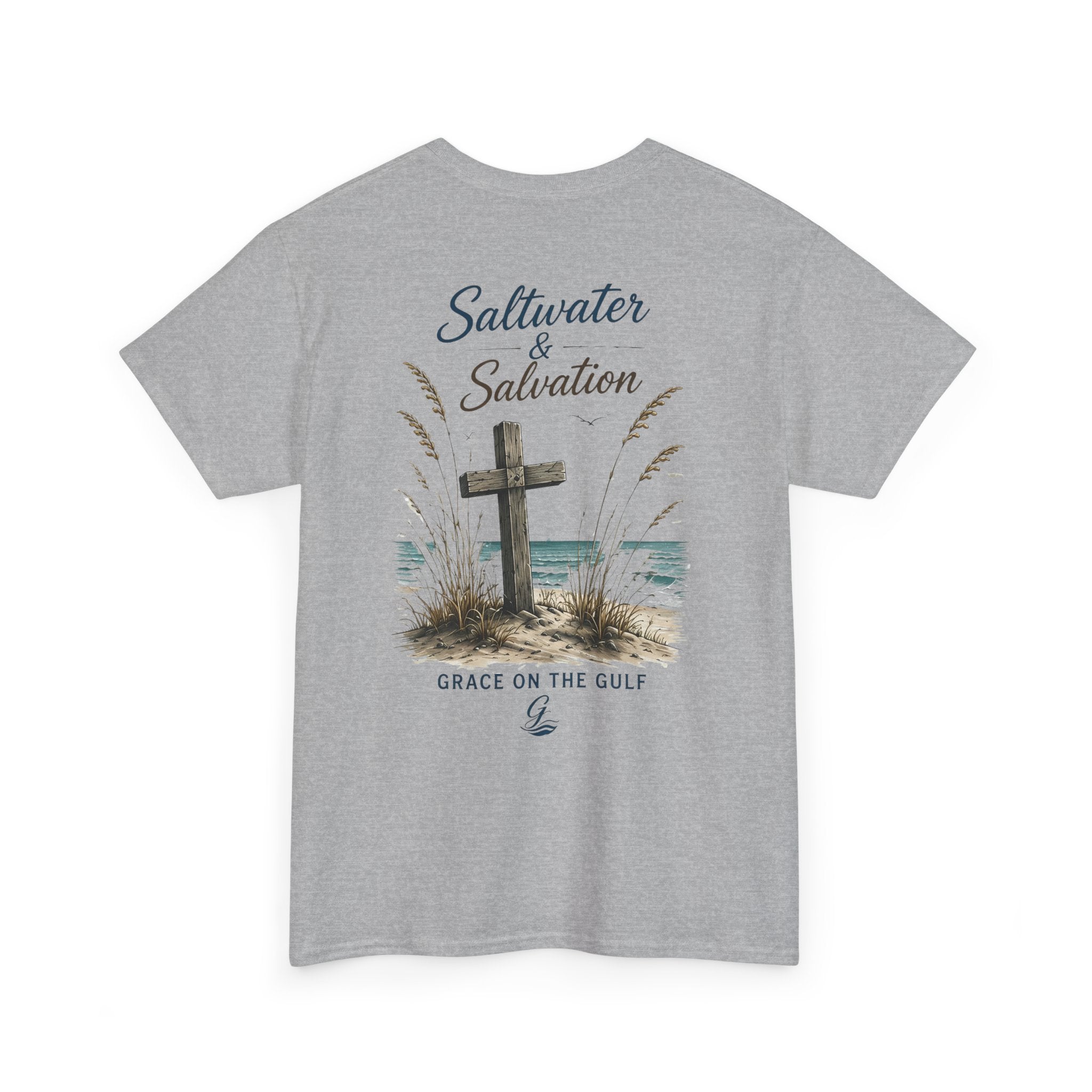 GOTG Saltwater & Salvation Tee — Grace on the Gulf Beach Christian T‑Shirt