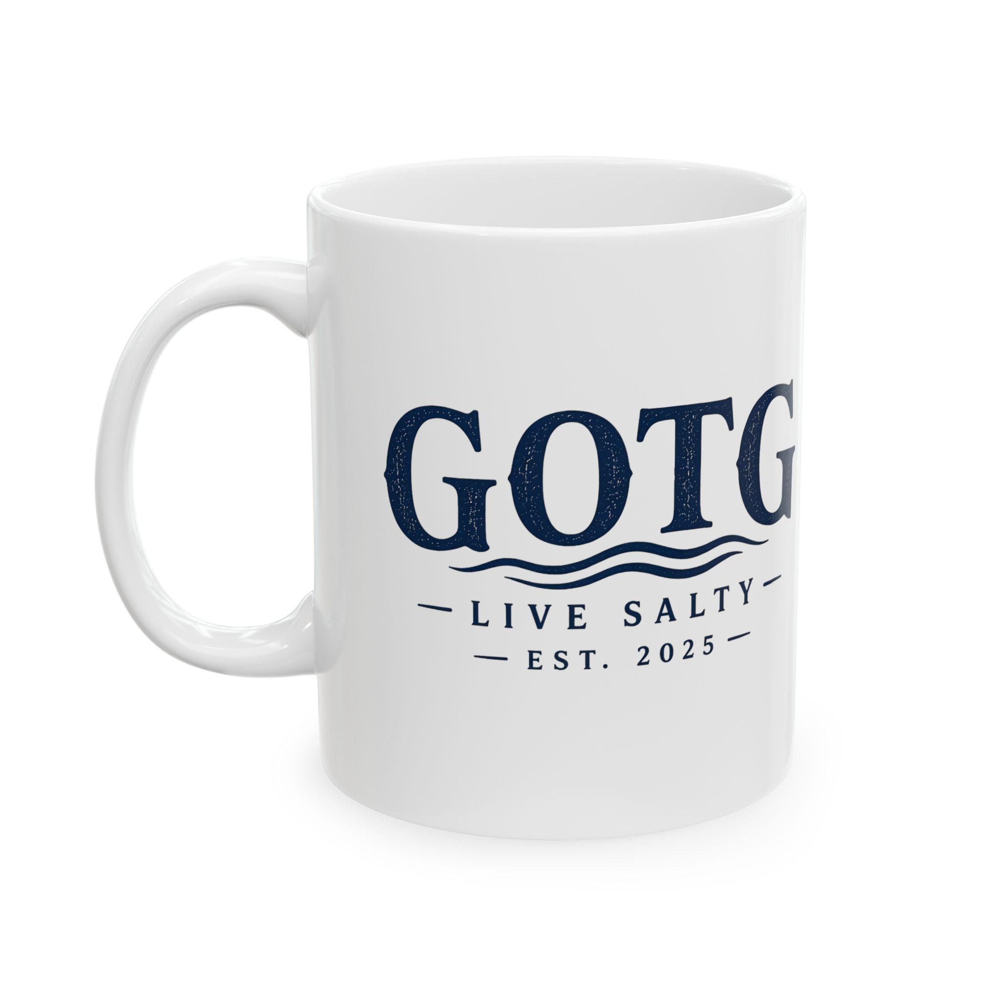 GOTG Launch Brand Ceramic Mug (11oz, 15oz) — Elegant Navy Branding Coffee Cup