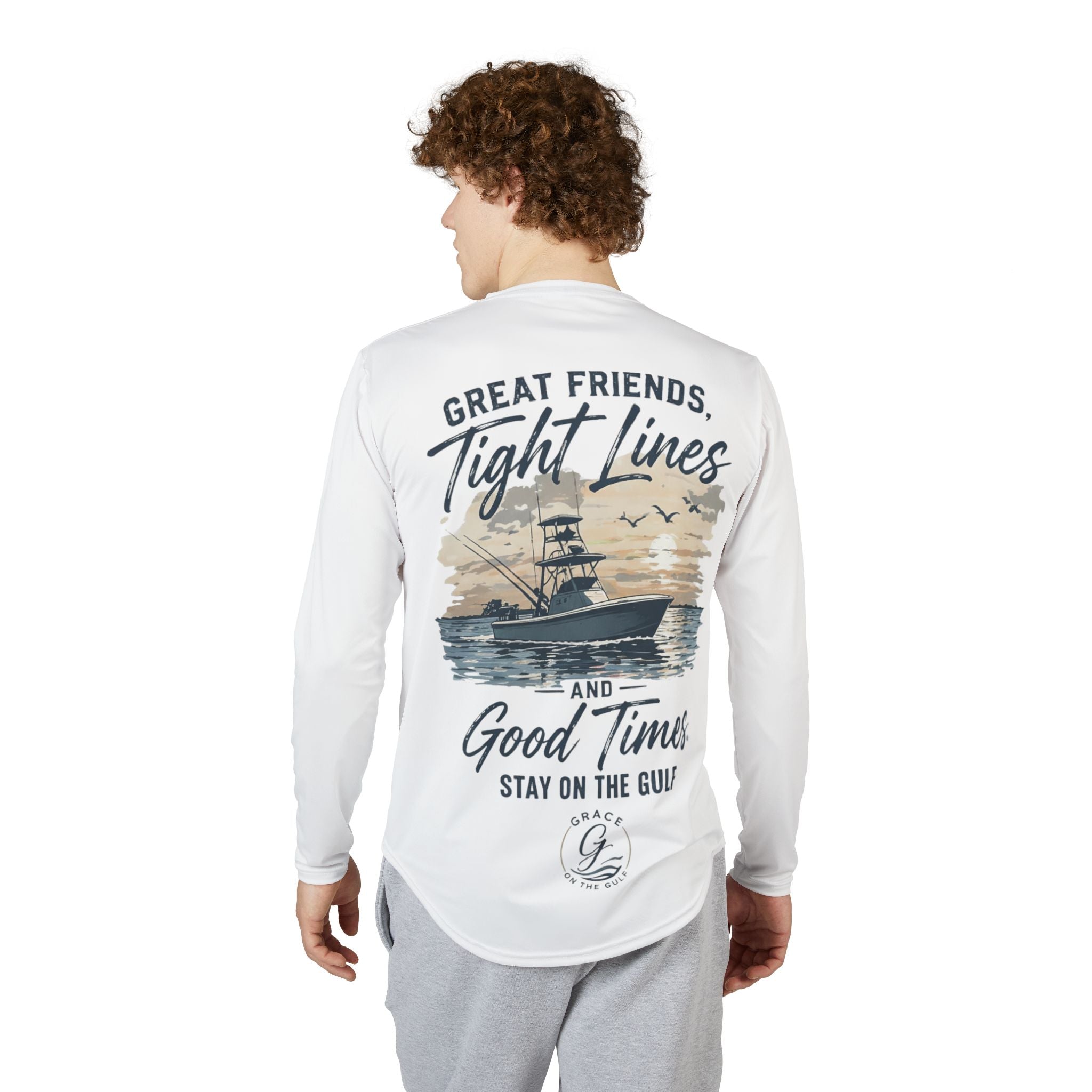 GOTG Fishing UV Long Sleeve Shirt – "Great Friends, Tight Lines and Good Times" Gulf Graphic