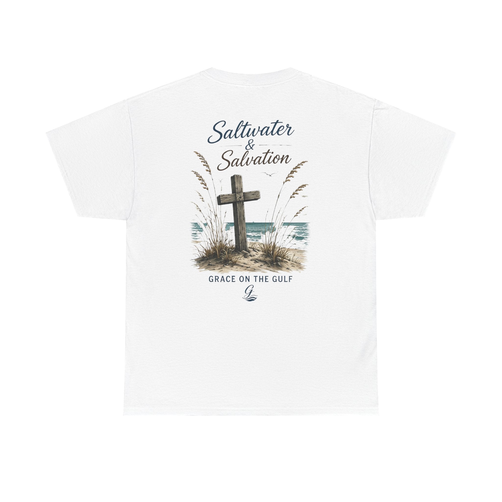 GOTG Saltwater & Salvation Tee — Grace on the Gulf Beach Christian T‑Shirt