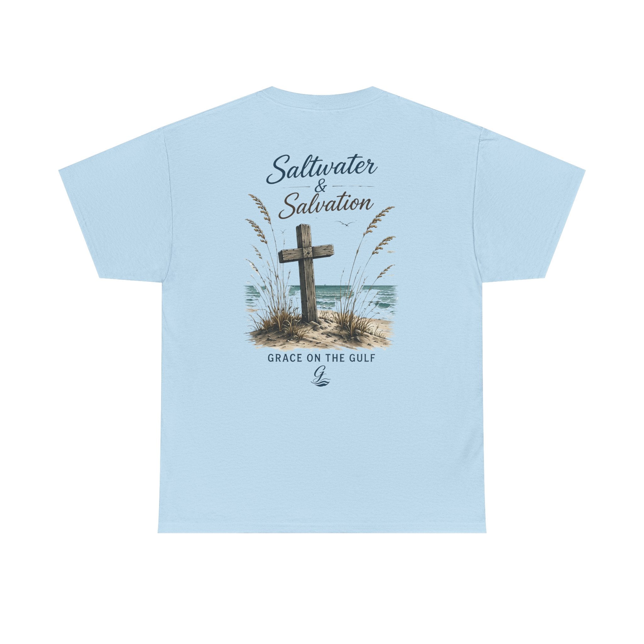 GOTG Saltwater & Salvation Tee — Grace on the Gulf Beach Christian T‑Shirt