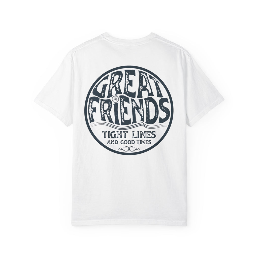 Great Friends Vintage Circle Graphic T-Shirt — "Great Friends: Tight Lines and Good Times"
