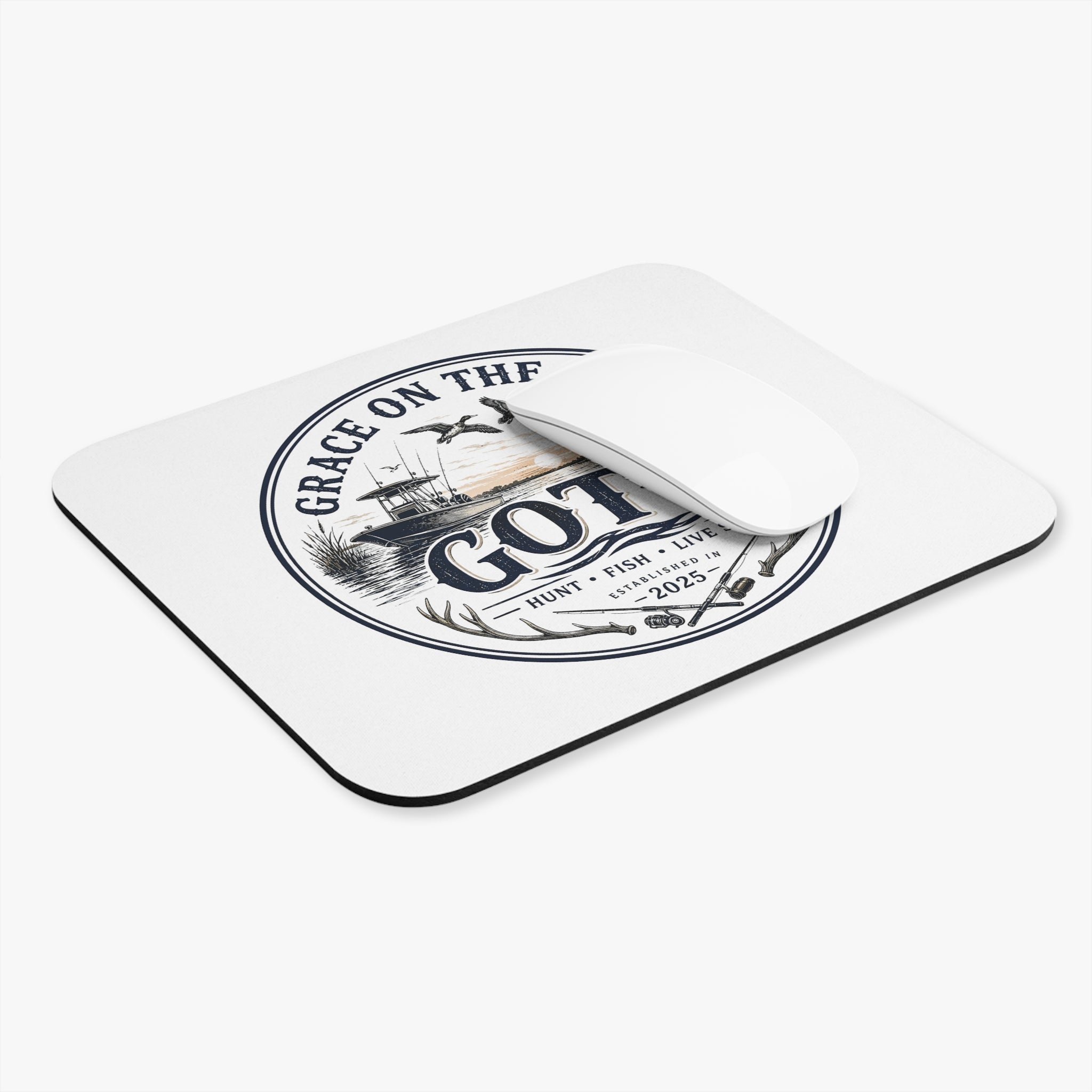 Mouse Pad — "Grace on the Gulf" Fishing & Hunting Coastal Desk Mat