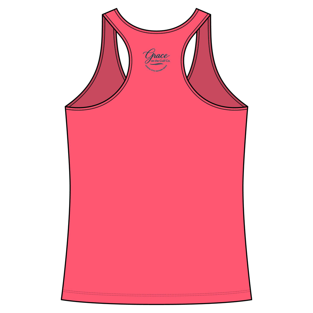 Salt Air Fishing Racerback Tank - Coastal Fishing Boat Trio Graphic
