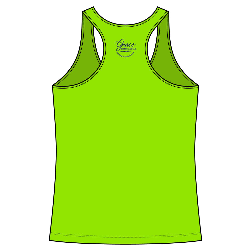 Salt Air Fishing Racerback Tank - Coastal Fishing Boat Trio Graphic