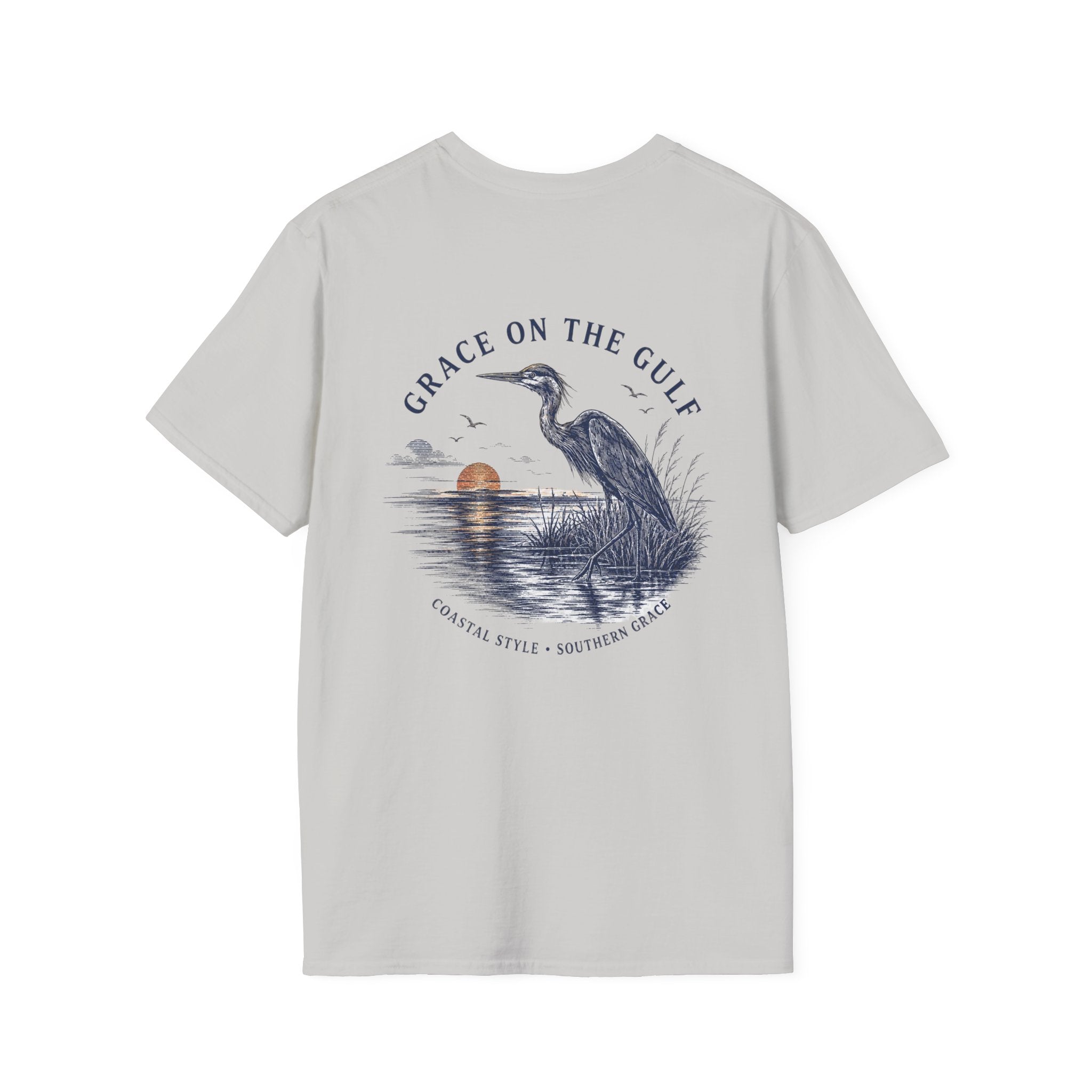 Sunset Crane Logo T‑Shirt — Casual Chest Print Graphic Tee