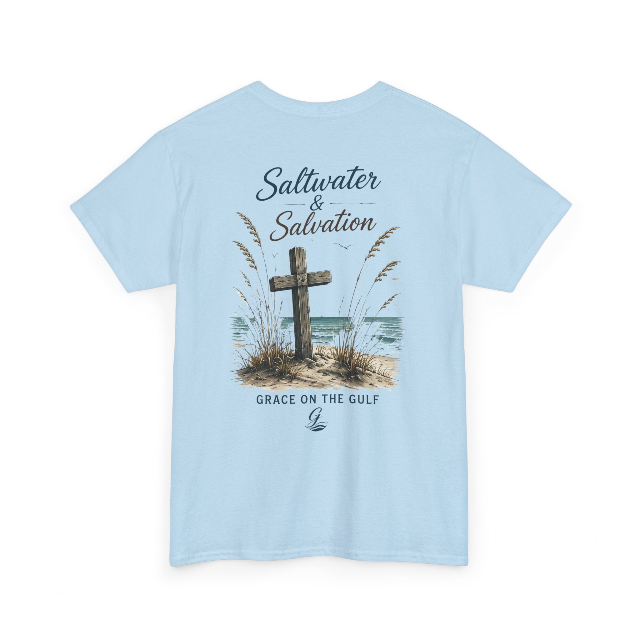 GOTG Saltwater & Salvation Tee — Grace on the Gulf Beach Christian T‑Shirt