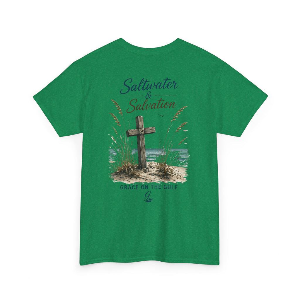GOTG Saltwater & Salvation Tee — Grace on the Gulf Beach Christian T‑Shirt