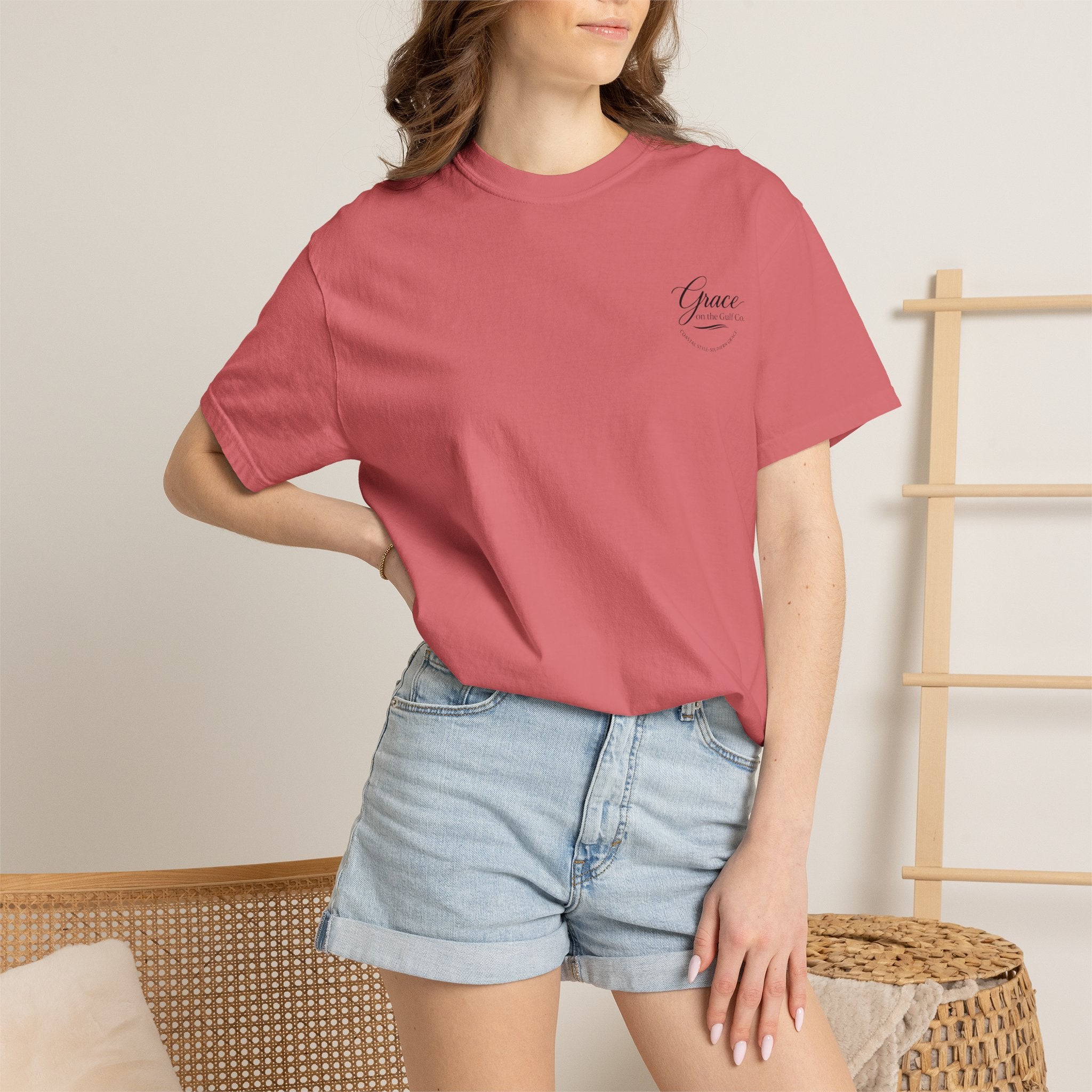 Chasing His Purpose- Grace on the Gulf-Classic White Garment-Dyed T-Shirt