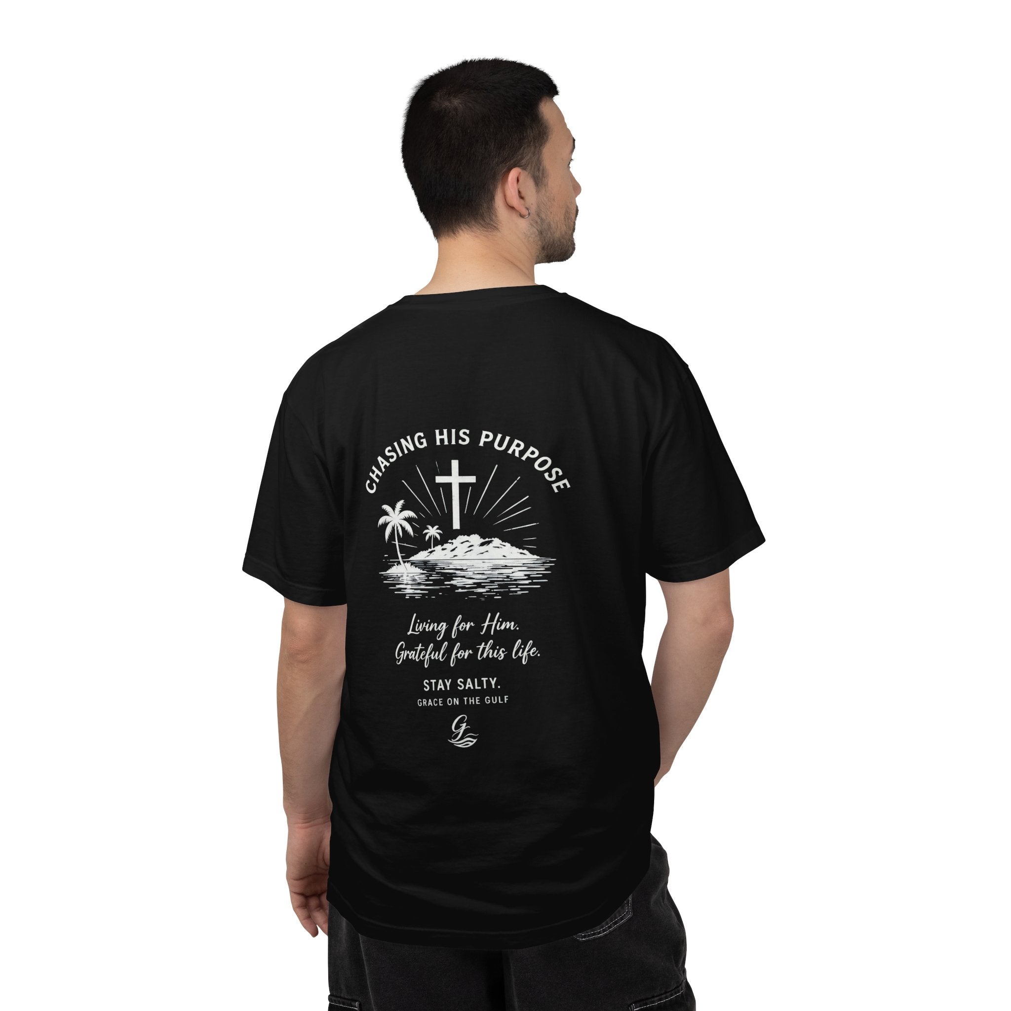 Chasing His Purpose- Grace on the Gulf-Classic White Garment-Dyed T-Shirt
