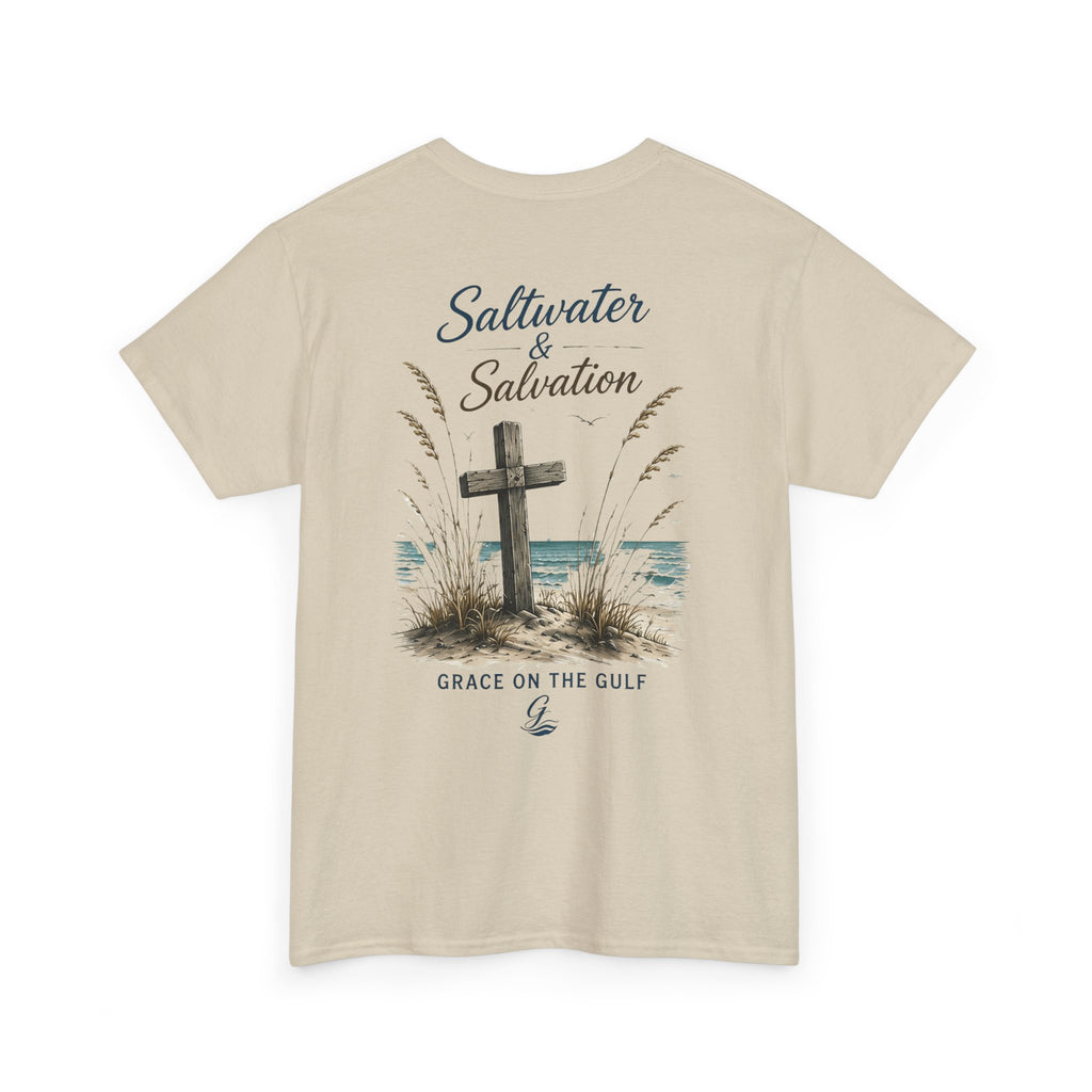 GOTG Saltwater & Salvation Tee — Grace on the Gulf Beach Christian T‑Shirt