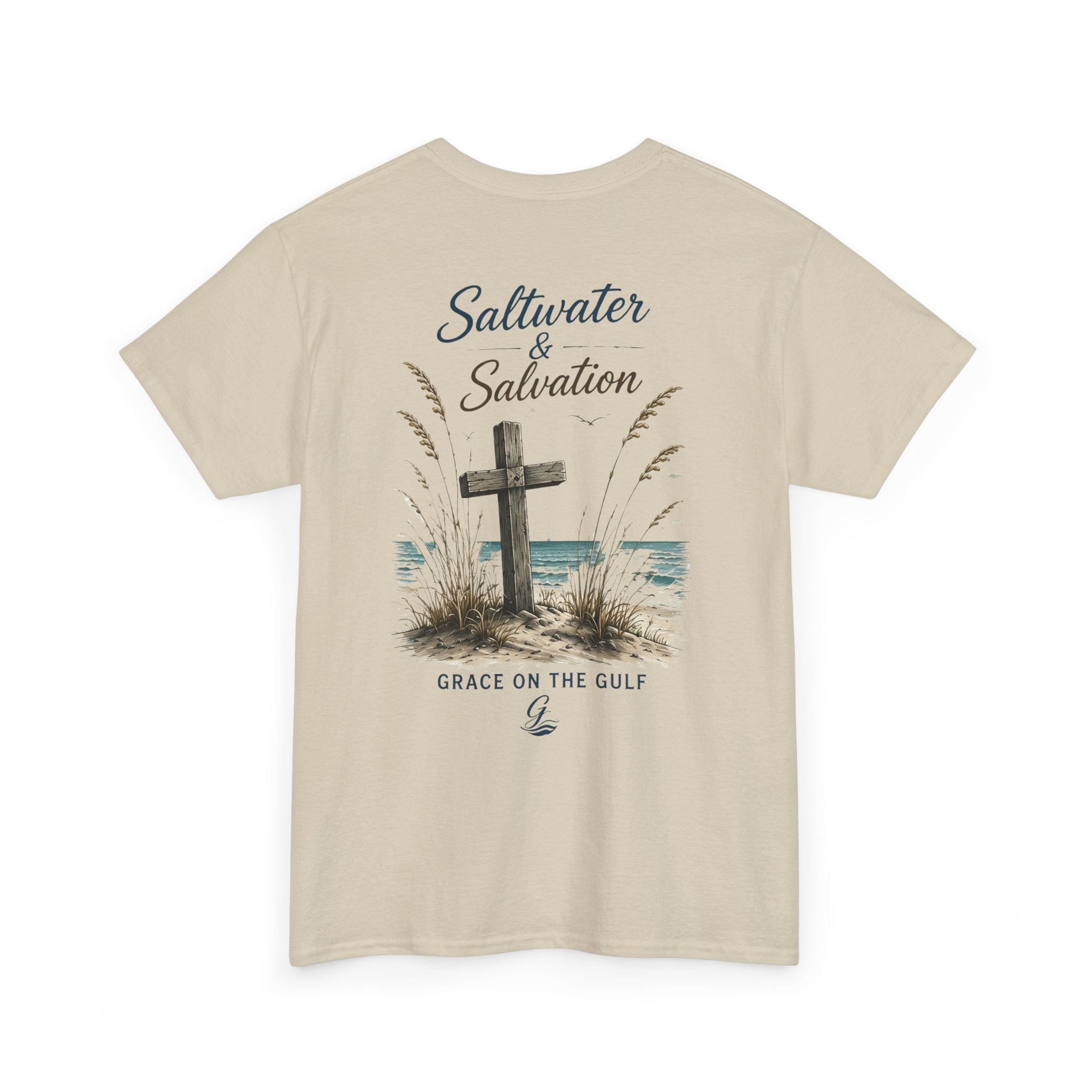 GOTG Saltwater & Salvation Tee — Grace on the Gulf Beach Christian T‑Shirt