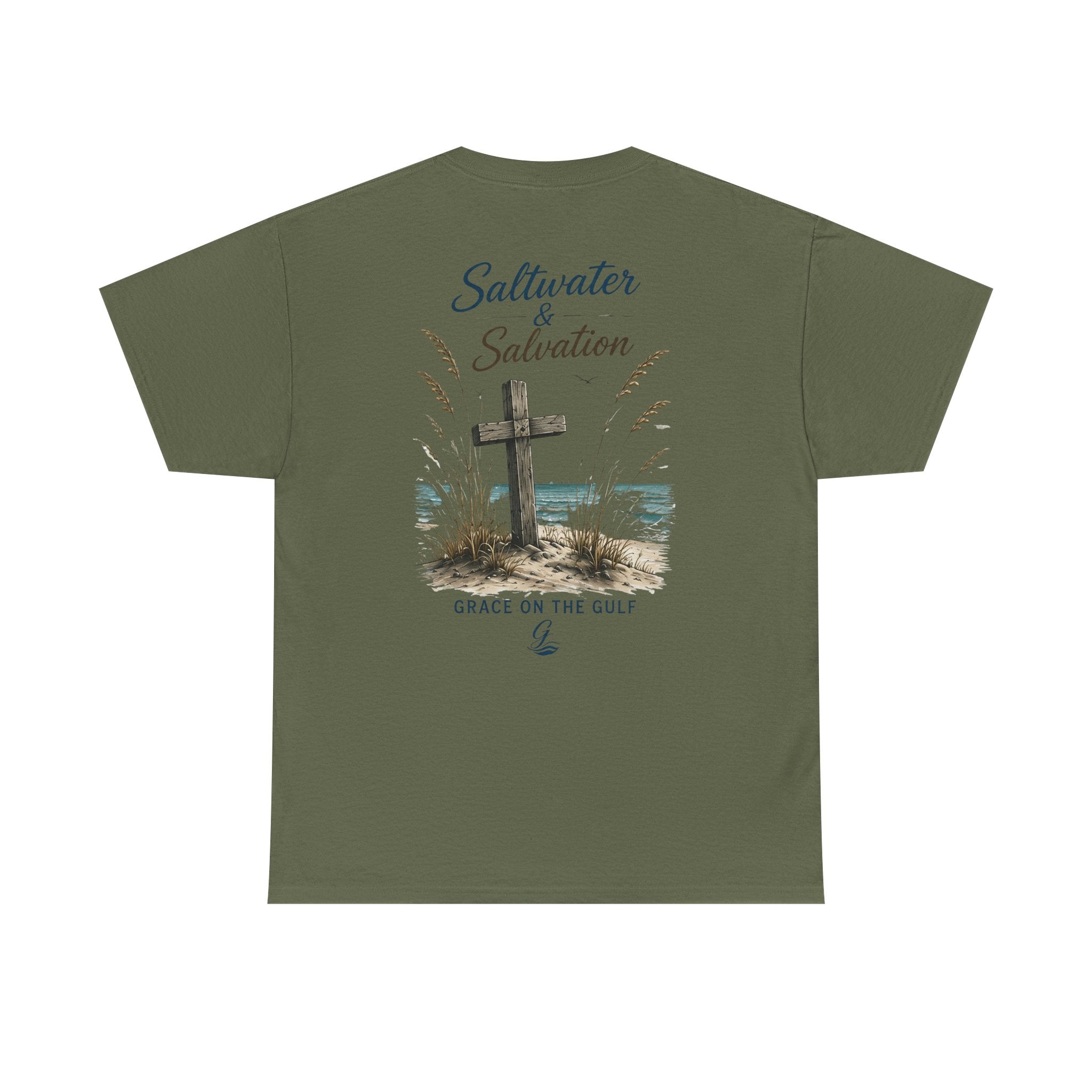 GOTG Saltwater & Salvation Tee — Grace on the Gulf Beach Christian T‑Shirt