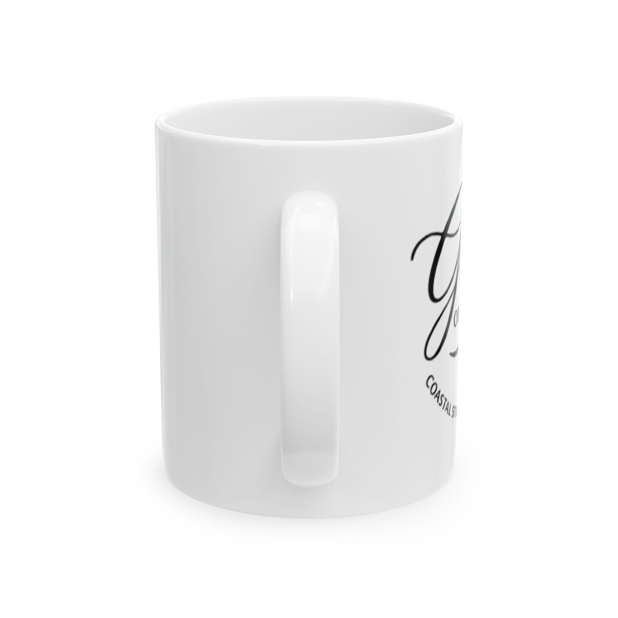 Grace Coffee Ceramic Mug — Elegant Script Logo 11oz - Right