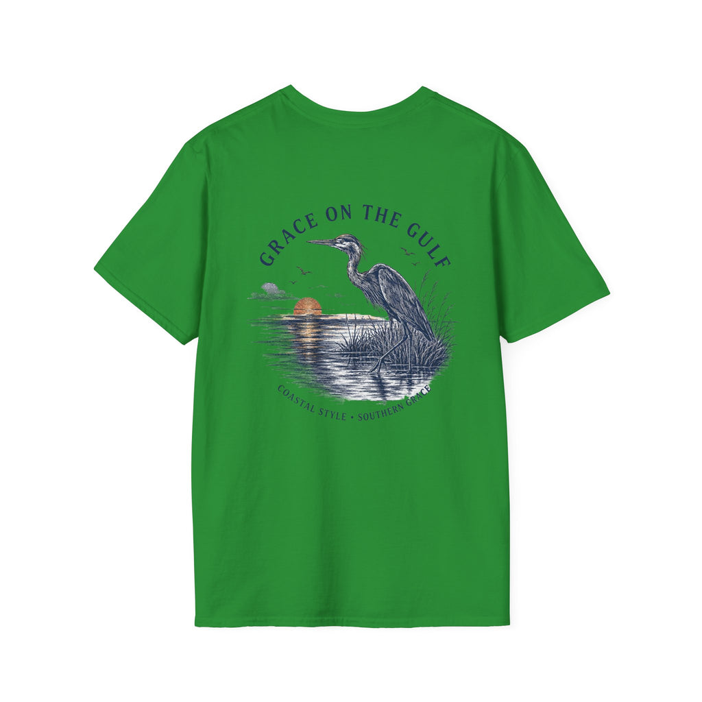 Sunset Crane Logo T‑Shirt — Casual Chest Print Graphic Tee