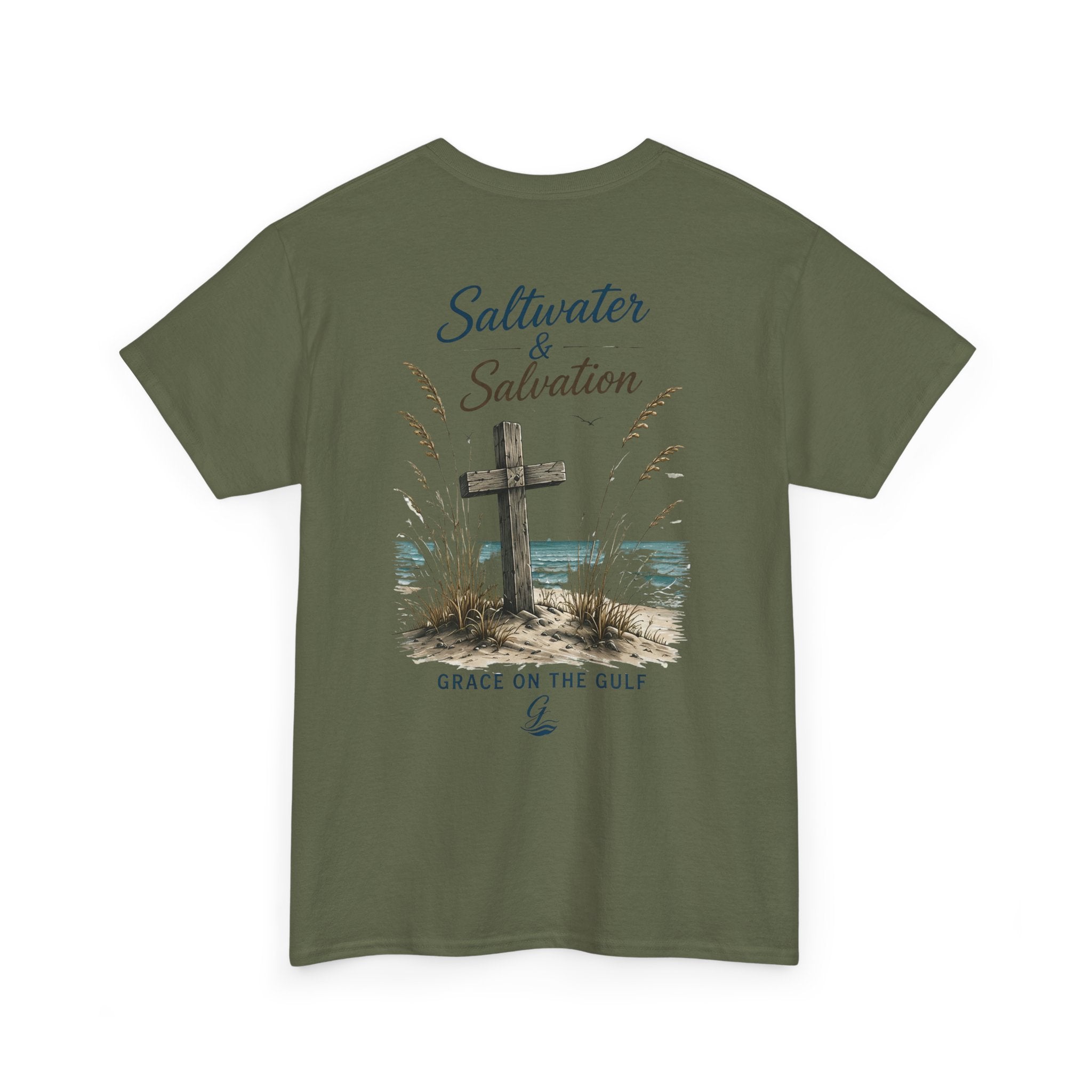 GOTG Saltwater & Salvation Tee — Grace on the Gulf Beach Christian T‑Shirt
