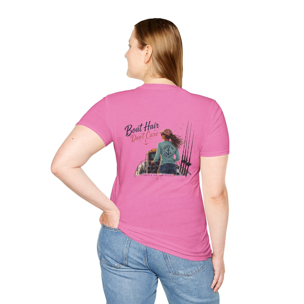 Minimal GOTG Boat Hair don’t Care T‑Shirt — Casual Marvel Guardians Graphic Tee