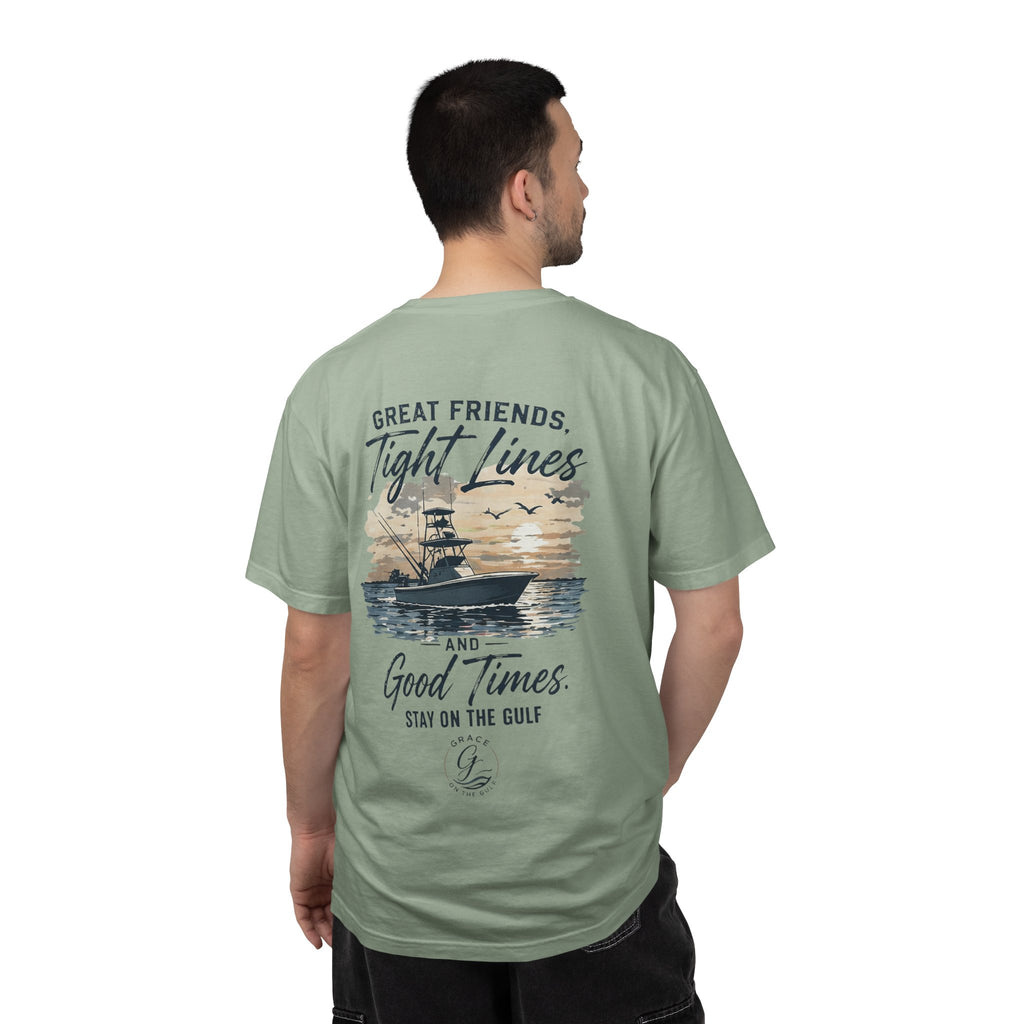 GOTG- Fishing Boat T-Shirt — "Great Friends, Tight Lines and Good Times" Coastal Shirt